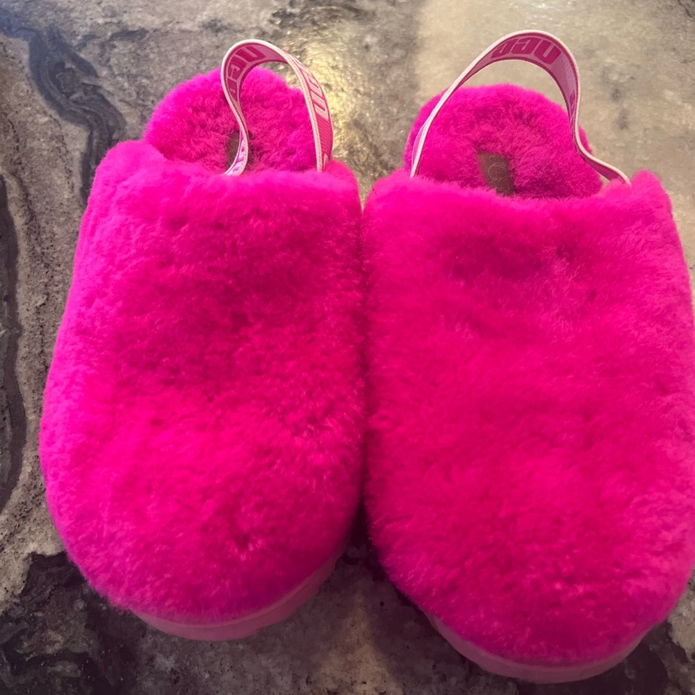 UGG Kids Fuzzy Pink Slippers